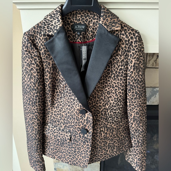 NWT J.Crew Collection Shrunken fit Blazer in Jacquard leopard - Picture 12 of 17